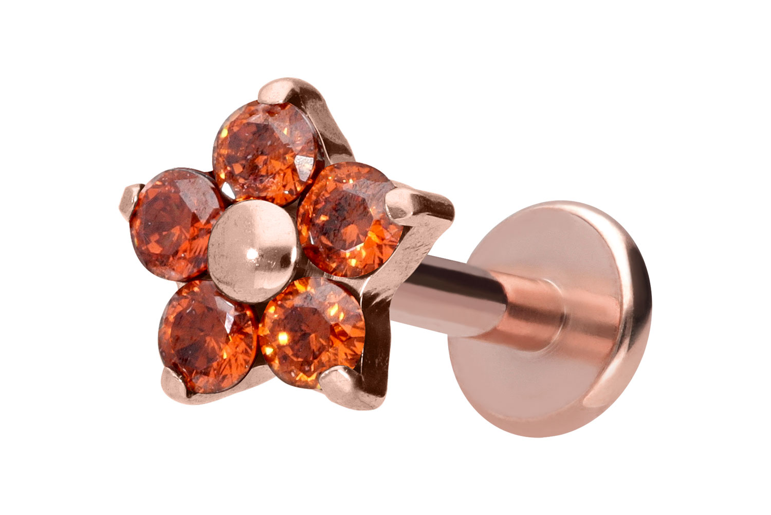 Titan Labret Piercing mit Innengewinde KRISTALLBLUME